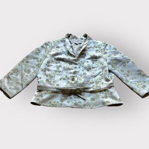 Vintage Rickie Freeman Teri Jon Nites Size 14 Light Green Brocade Blazer Jacket